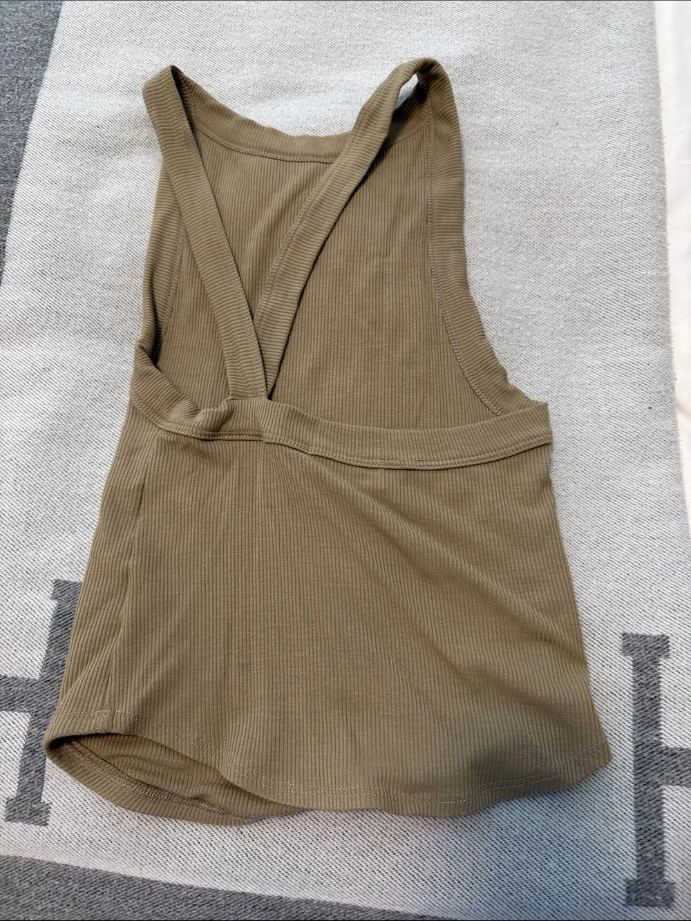 The Line by K Olive Ribbed Racerback Tank - Picture 2 of 2